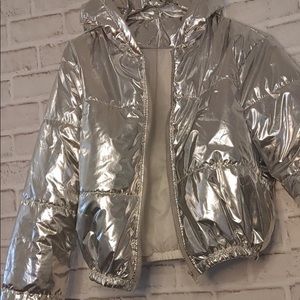 Silver boomer/puffer jacket
